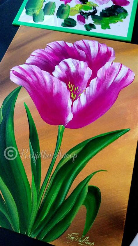 Vibrant Tulip Acrylic Painting