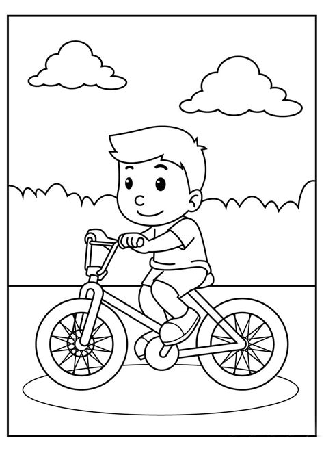 Desenhos De Menino Andando De Bicicleta Para Colorir E Imprimir Porn