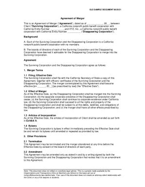 Fillable Online Merger Agreement Template Samples Examples