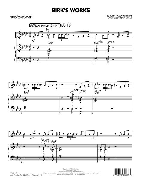 Jazz Combo Pak 46 Dizzy Gillespie Arr Mark Taylor Piano