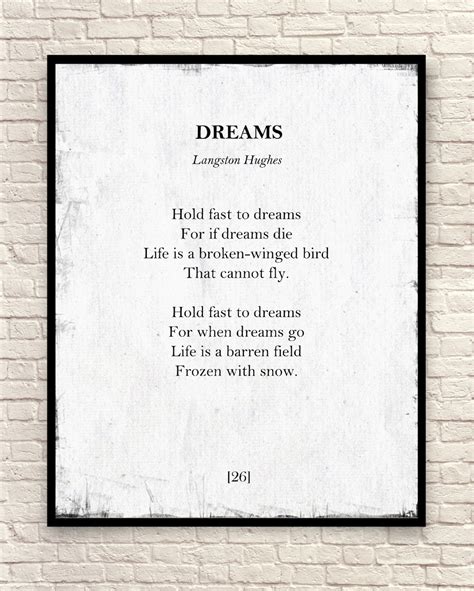 Dreams Poem Langston Hughes Print Langston Hughes Poem Poem Etsy Canada