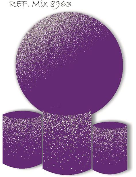 Painel Redondo Sublimado Roxo Glitter Trio De Cilindros Veste