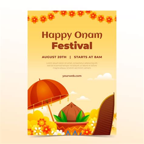 Free Vector Gradient Vertical Poster Template For Onam Festival