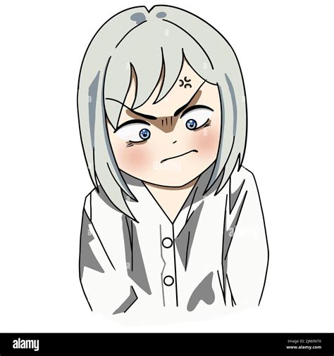 Cute Beautiful Anime Girl Outraged Anime Illustration Stock Vector