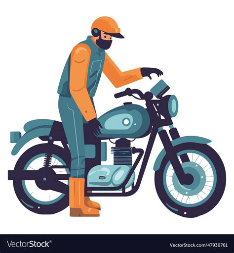 Speeding Biker Riding Motorcycle Royalty Free Vector Image