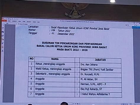 Koni Provinsi Jawa Barat Gelar Rapat Kerja Bahas Persyaratan Calon