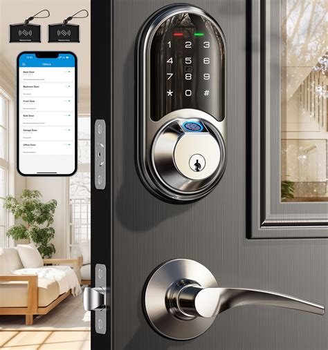 Snapklik.com : Smart Locks For Front Door, 2 Lever Handles, Fingerprint