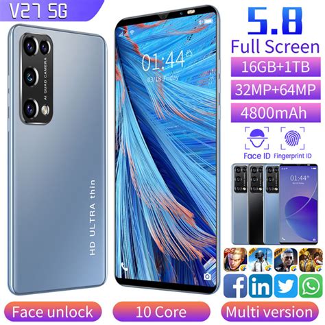Смартфон Android-смартфон, V27 , 5G, WiFi, поддержка русского языка ...