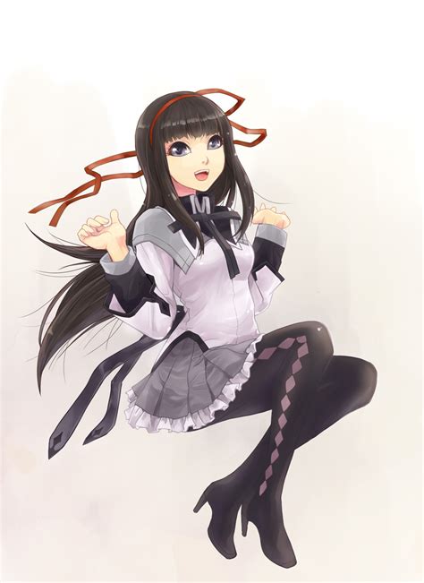 The Big Imageboard Tbib Akemi Homura Argyle Argyle Legwear Black Hair Black Legwear Hair