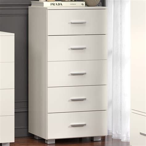 Core Products Lido 5 Drawer White Narrow Chest Of Drawers Wilko