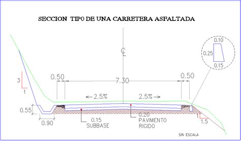 Asphalt Road Section View With Detail View Dwg File Cadbull