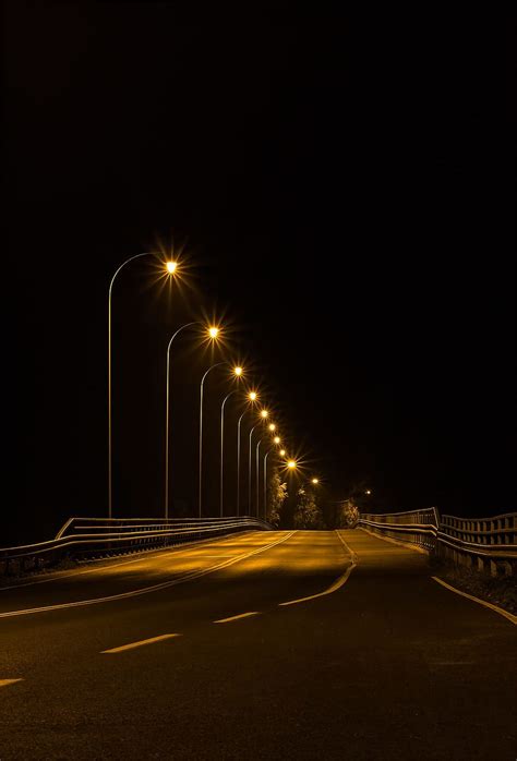 HD wallpaper: empty highway under lighted lamp posts at night time ...