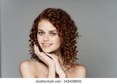 Nude Shoulders Beautiful Woman Curly Hair Stock Photo 1434338501