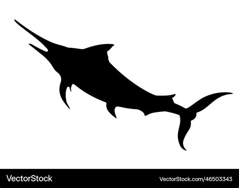 Marlin Fish Silhouette Sailfish Jumping Out Vector Image