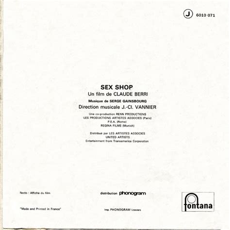 Serge Gainsbourg Bande Originale Du Film Sex Shop Fontana 6010 071 Dizonord