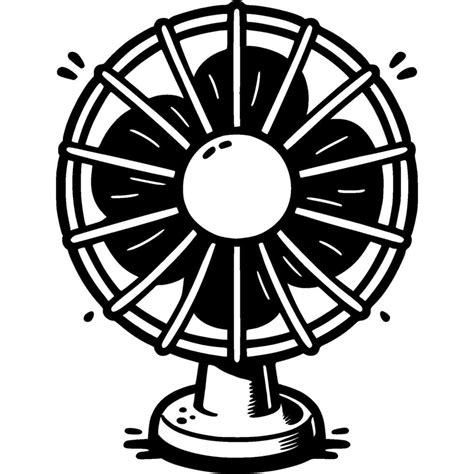 Fan on stand in monochrome. Blower device. Simple minimalistic in black
