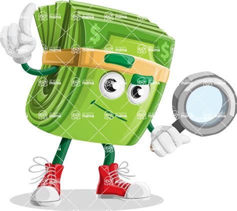 Dollar Bill Cartoon Vector Character Aka Richy Mccash Searching With