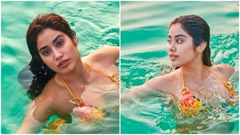 Janhvi Kapoor Looks Sensational In Floral Bikini As She Takes A Dip In The Pool Hindustan Times