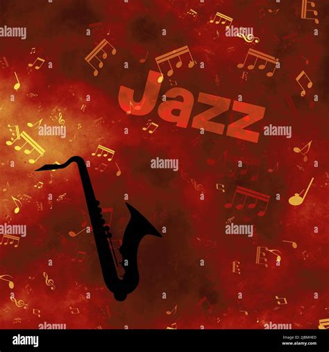 saxophone instrument and background of music notes for Jazz music ...