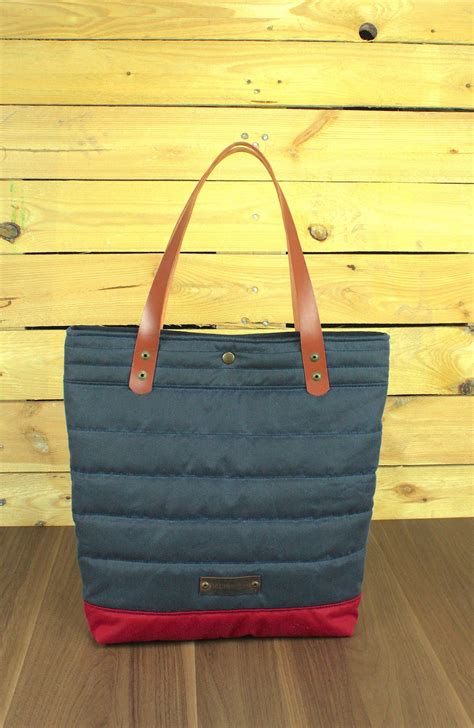 Waxed Canvas Tote Bag Travel Bag Canvas Tote Shopping Bag Tote Bag With Leather Handmade