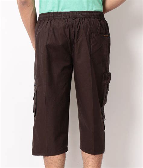 British Terminal Brown Cotton Solids Capris Buy British Terminal