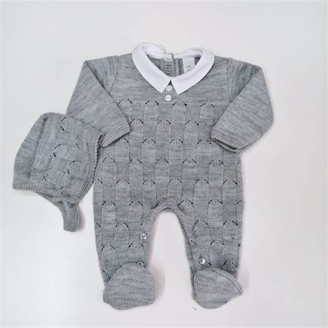 Babygrow E Touca Em Malha Cinza Ikisbaby Loja Online