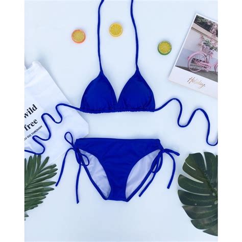 Mua Bikini basic màu xanh coban kèm ảnh thật giá rẻ nhất TecKi Vn