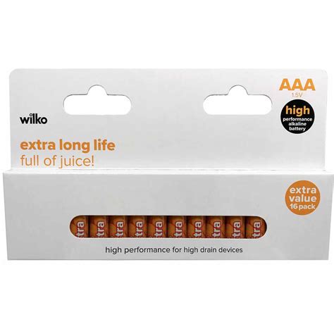 Wilko Extra Long Life Aaa Pack Alkaline Batteries Wilko