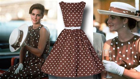 'Pretty' woman 1950's style 1980s print brown polka dot dress | Brown