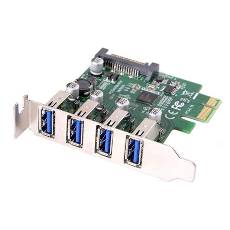 Cablecc Low Profile 4 Ports PCI E To USB 3 0 HUB PCI Express Expansion