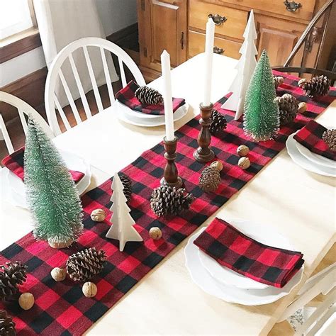 Buffalo Plaid Flannel Table Runner Red Black Flannel Table Runner