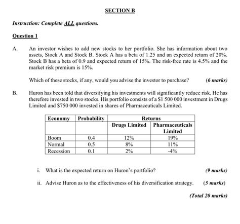 Solved Question 1 A An Investor Wishes To Add New Stocks To