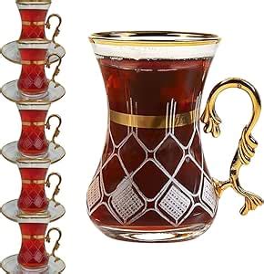 Amazon Gold Vintage Turkish Tea Glasses Cups And Saucers Set Of