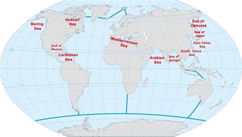 Major Seas Of The World Map Map