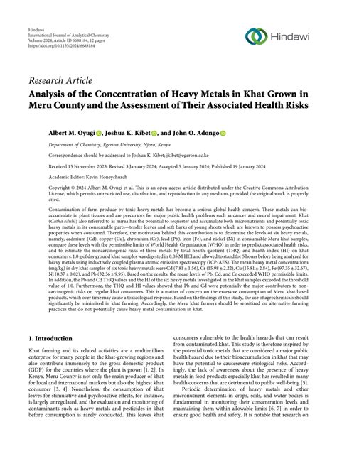 Pdf Analysis Of The Concentration Of Heavy Metals In Khat Grown In