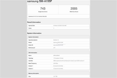 Samsung Galaxy A15 4gb Xuất Hiện Trên Geekbench Với Vi Xử Lý Mediatek