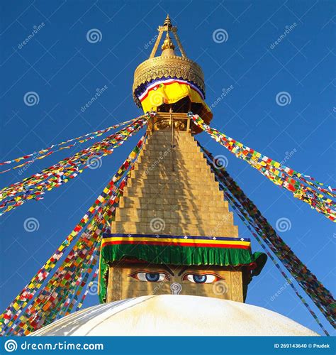 Boudha, Bodhnath or Boudhanath Stupa with Prayer Flags Stock Photo ...