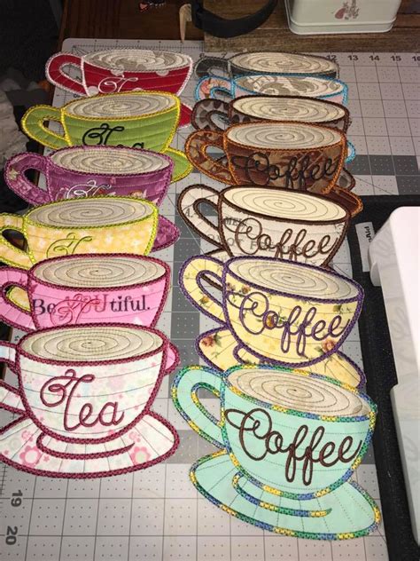 Free In The Hoop Coffee Cup Coaster Machine Embroidery Ideas