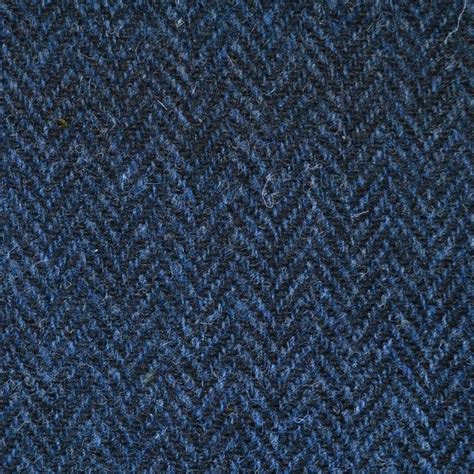 Medium Blue And Dark Blue Herringbone Harris Tweed Yorkshire Fabric