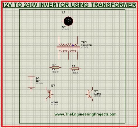 V To V Step Up Inverter Using Transformer In Proteus The