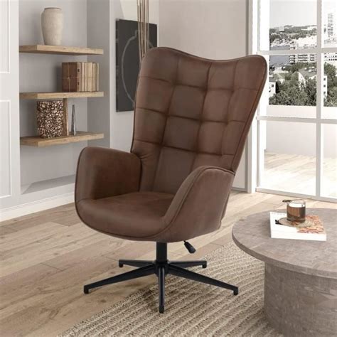 Fauteuil Scandinave Chaise Pivotant Hauteur Réglable Velours Avec