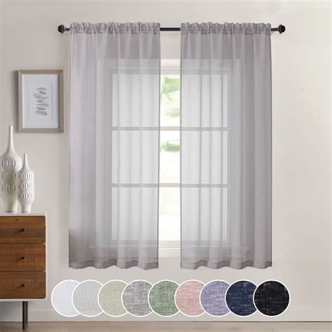 Ovzme Dolly Sheer Curtains Faux Linen Light Filtering Dual Rod