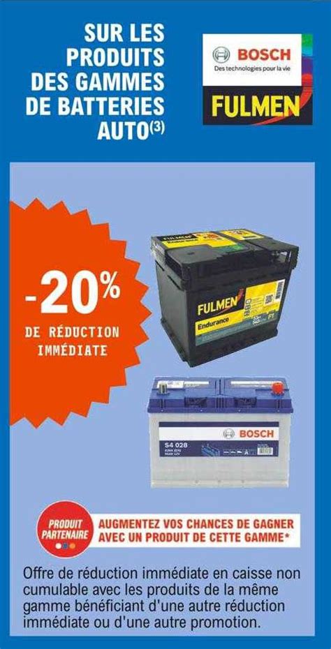 Promo Gammes De Batteries Auto Bosch Fulmen Chez E Leclerc Icatalogue Fr