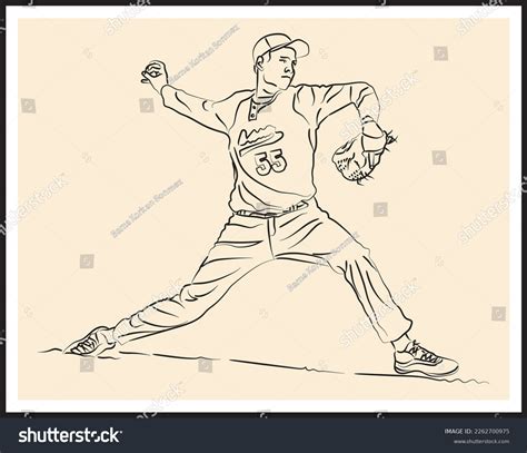 Baseball Player Sketch Drawing Vector Illustration Stock Vector ...