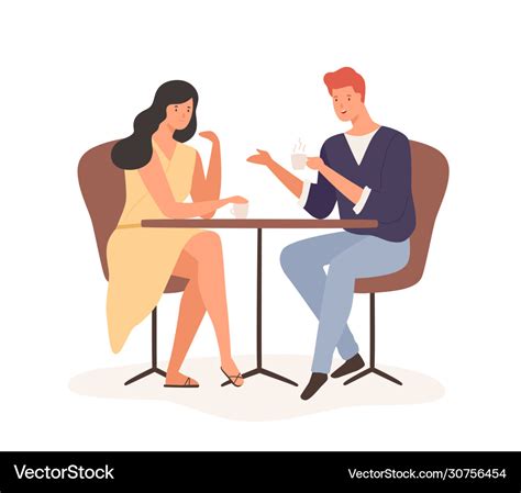 Cartoon couple enjoy romantic date drink coffee Vector Image