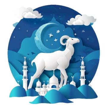 Lindo Eidal Adha Eid Mubarak Un Cartel Para Cabra Con Fondo Azul Cielo