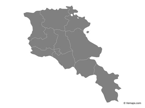 Grey Map Of Armenia With Provinces Free Vector Maps