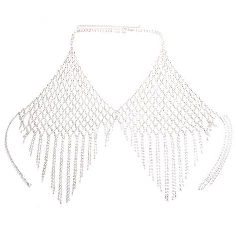 Mesh Rhinestone Tassel Bra Chain Bikini Body Accessories Festival Sexy Jewelry Ebay