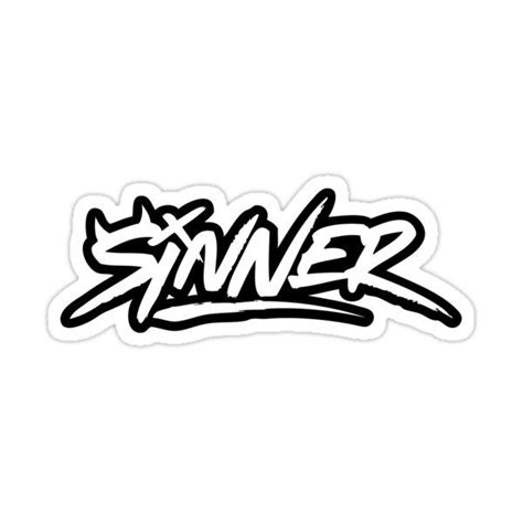 "Sinner Sticker" Sticker for Sale by blackrosezoo | Black and white
