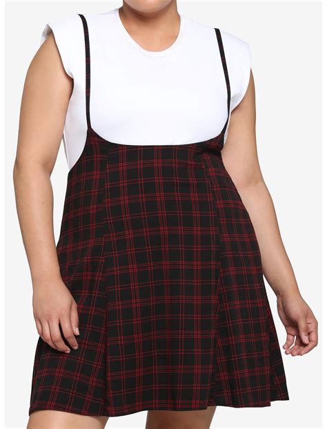 Black And Red Plaid Suspender Skirt Plus Size Hot Topic